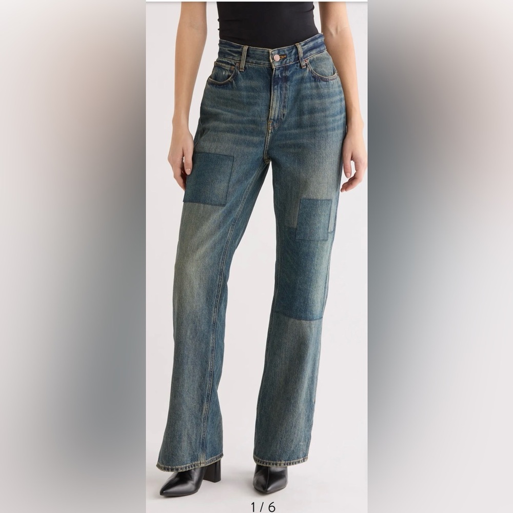 Good American The Khloé patchwork split hem jeans in vintage wash - Picture 7 of 7